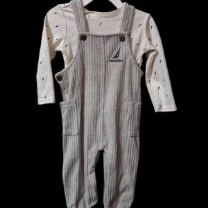 Nautica Cream Baby Overalls Set